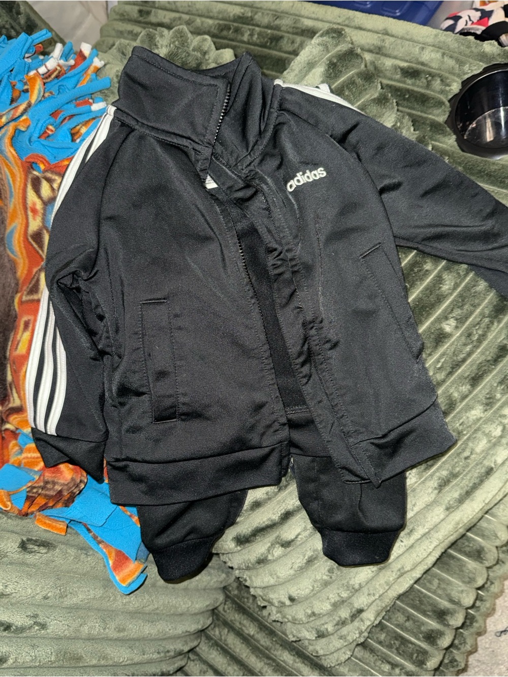 adidas Black Jogger Pants & jacket with White Side Stripes two piece set